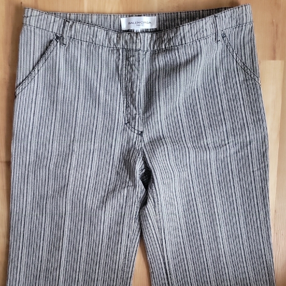 Balenciaga Vintage Black and White Striped Wide-Legged Jeans - Picture 3 of 8